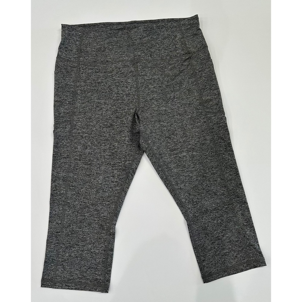 Avia Women XL High Waist Capri Leggings Grey Space Dye Side Pockets AV101941M